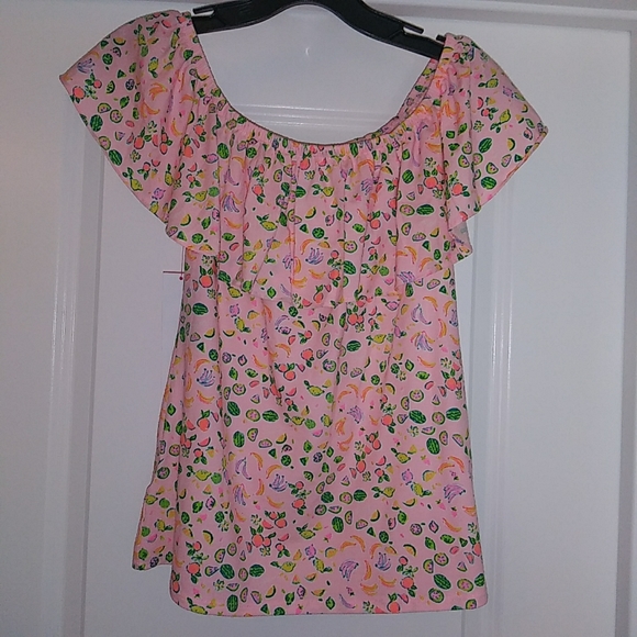 NWT Sz XXS Lilly Pulitzer Off-Shoulder Ruffle Top - Picture 9 of 11